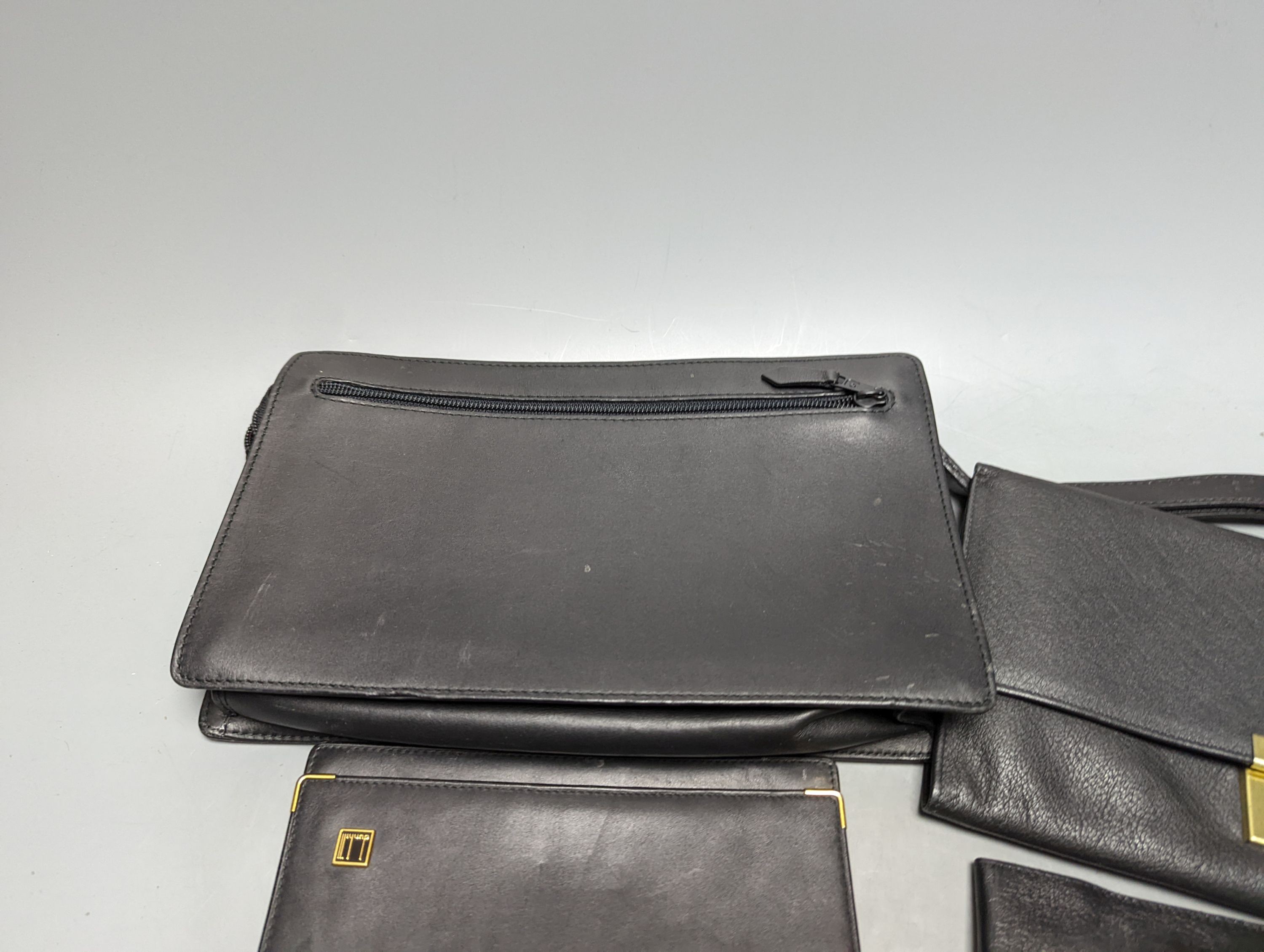 Dunhill and other wallets, novelty pistol lighter, etc.